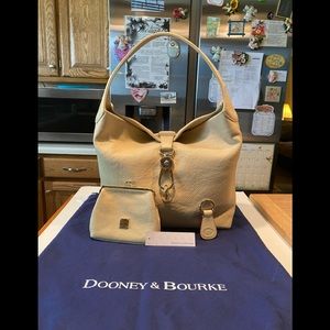 DB Belvedere Cream Logo Lock Leather Hobo,Coin Purse, Key Fob & D…